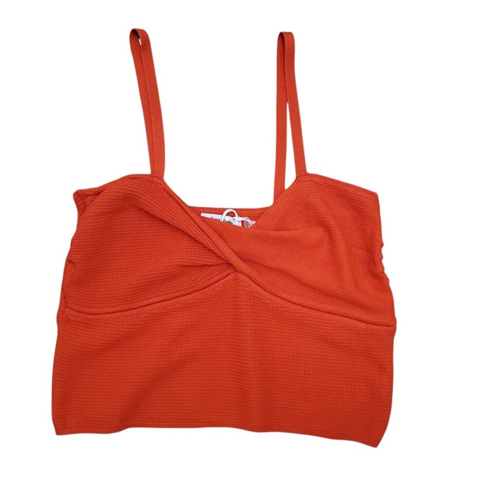 Love Knits NYC‎ Junior's Bright Orange Crossed Boho Cropped Festival Top NWT XL